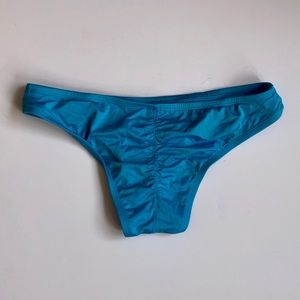 Turquoise Ruched-Back Bikini Bottoms